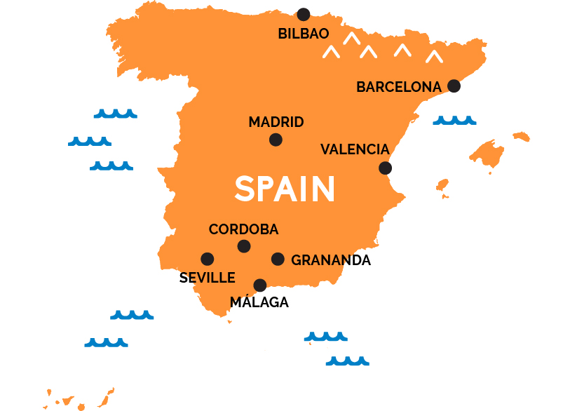 map of spain showing madrid