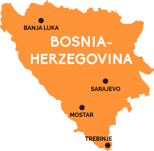 Map of Bosnia-Herzegovinia